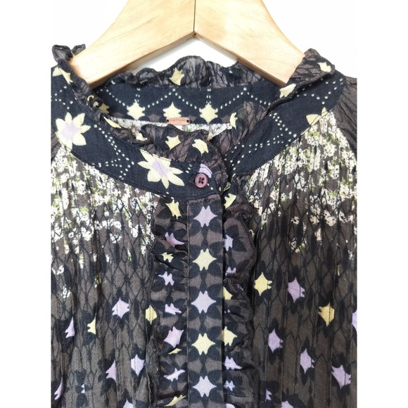 Free People Rare Feelings Pleated Maxi Dress Floral Tasseled - Picture 9 of 12